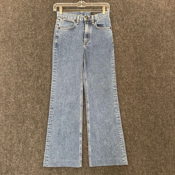 rag & bone Jeans Womens 24 Blue High Waist Flared Leg Stretch Denim Made in USA - Picture 1 of 11